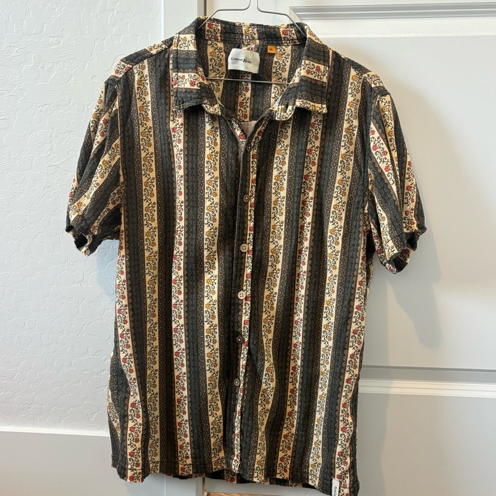 CRITICAL SLIDE MENDOZA COTTON/LINEN BLEND RESORT HAWAIIAN SHIRT
